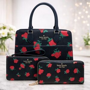 ☀️Kate Spade Madison Rose Toss (NWOT) & matching Wallet & wristlet (EUC)